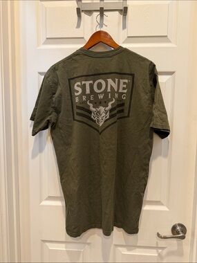 Stone Brewing Men’s Olive Green Logo T‑Shirt